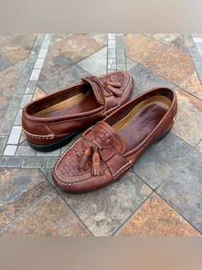 Johnston & Murphy Passport Loafers Men’s 12M Brown Woven Leather Shoes